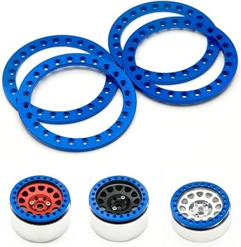 RCLIONS 4pcs Aluminum Replacement Wheel Rim Beadlock Ring for 110 RC Crawler Car 2.2" RC Wheels/Rims Blue