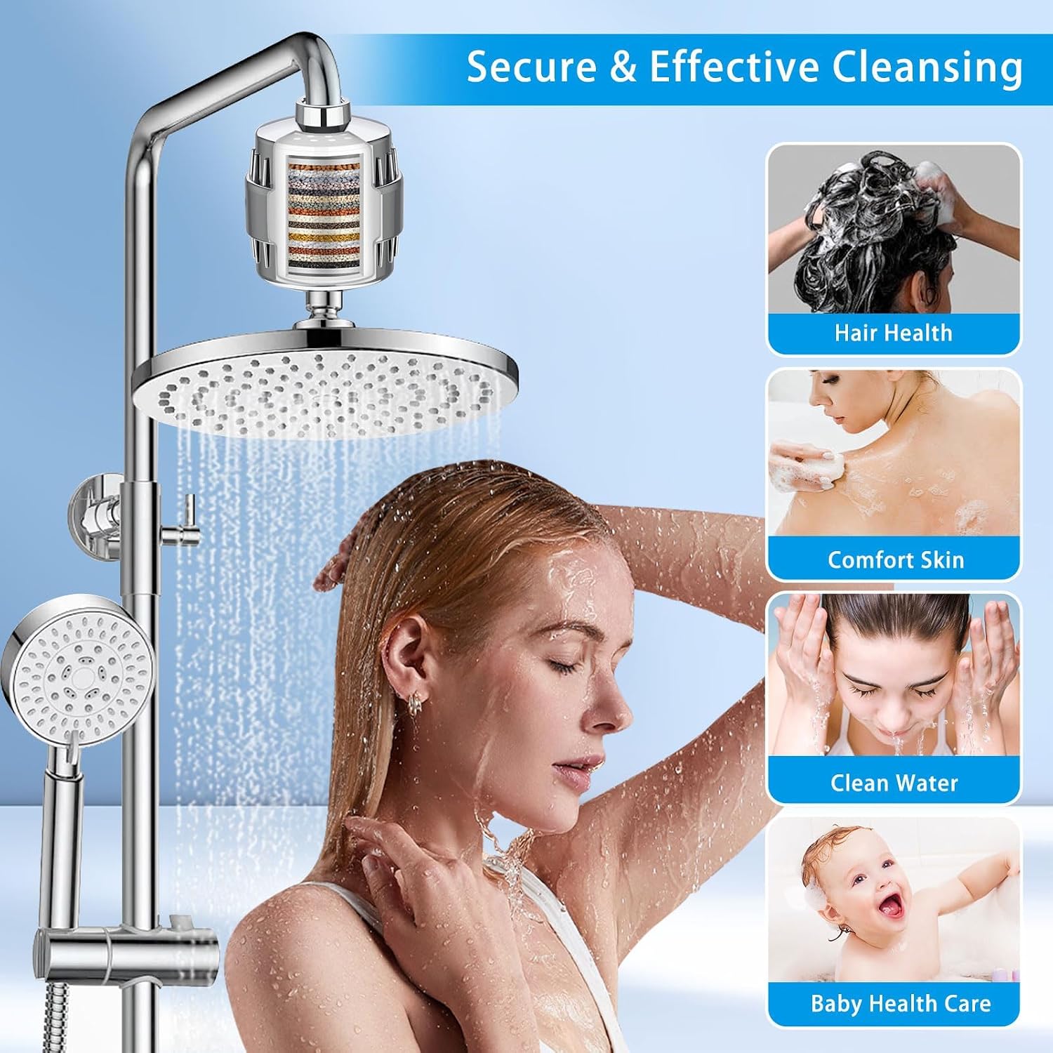 4 Pack 22 Stage Shower Filter Replacement, Universal Shower Filter Removes Heavy Metals, Compatible with Similar Designs