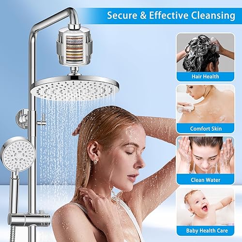 Miniatura 4 de MZY LLC Paquete de 4 filtros de ducha de 22 etapas, filtro de ducha universal que elimina metales pesados, compatible con diseños similares