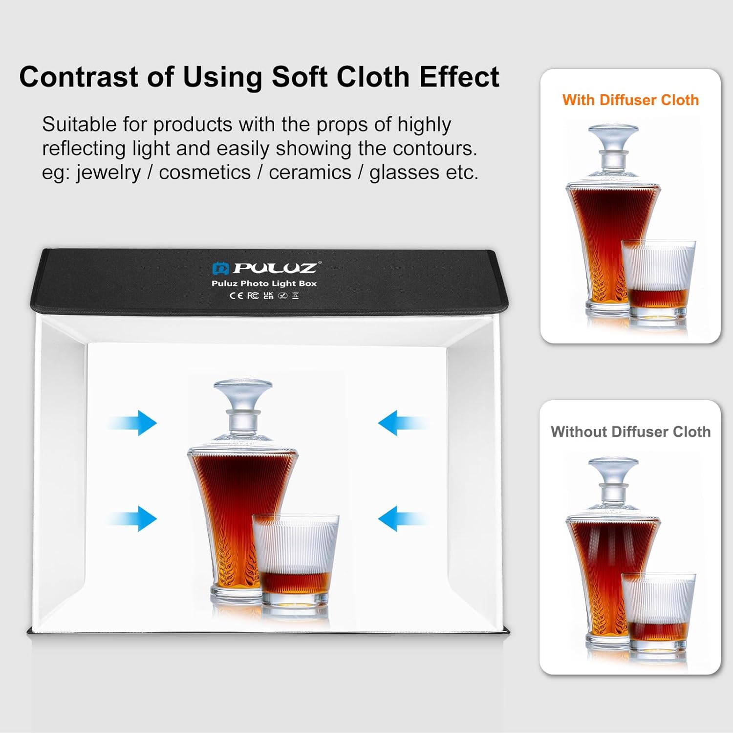 PULUZ Portable Photo Studio Light Box,24.6"x16" Large Photo Box,Dimmable Professional Studio Kit with 672 LED Lights & 4 Color PVC Photo Backdrop for Product Photography