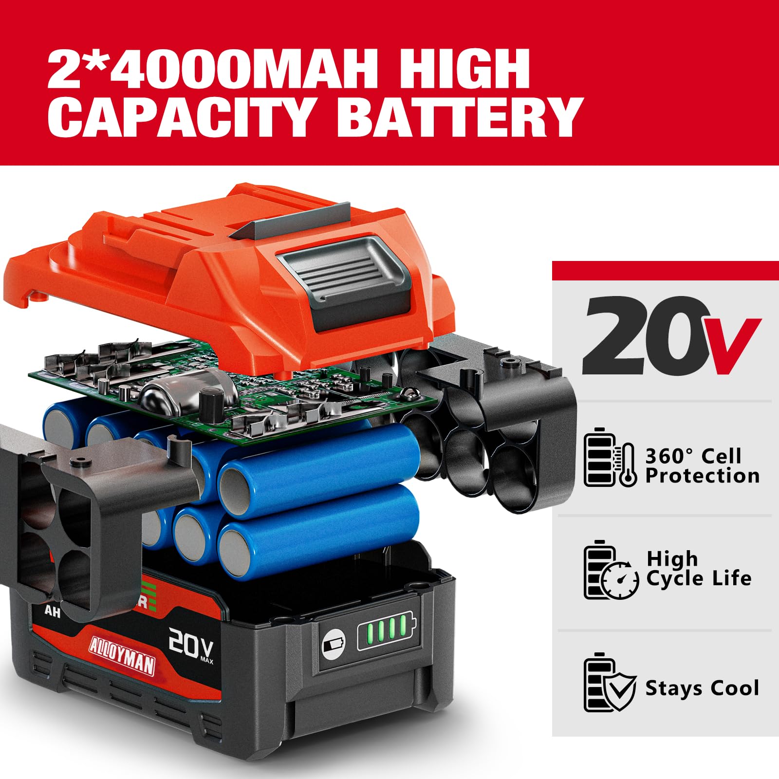 Alloyman Cordless Impact Wrench - 1500 Ft-Lbs Torque -6