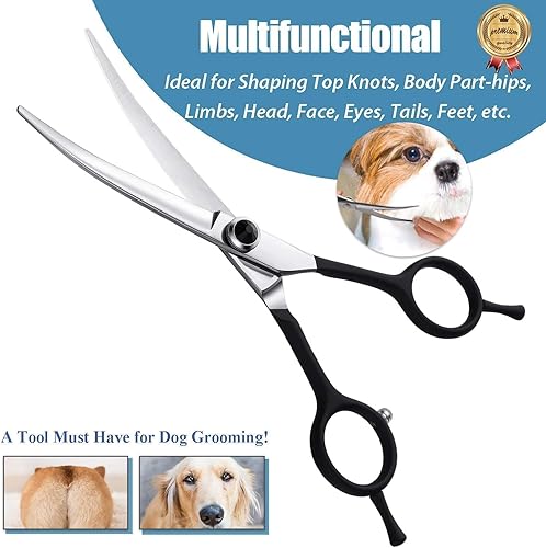 Miniatura 3 de Dream Reach Tijeras de aseo para perros curvadas hacia abajo de 6 pulgadas para recortar la cara y las patas, tijeras de corte de seguridad para