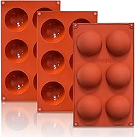 Vista 14 de Paquete de 3 moldes de silicona extra grandes de 5 cavidades, molde de media esfera antiadherente para hacer bombas de chocolate caliente de gran