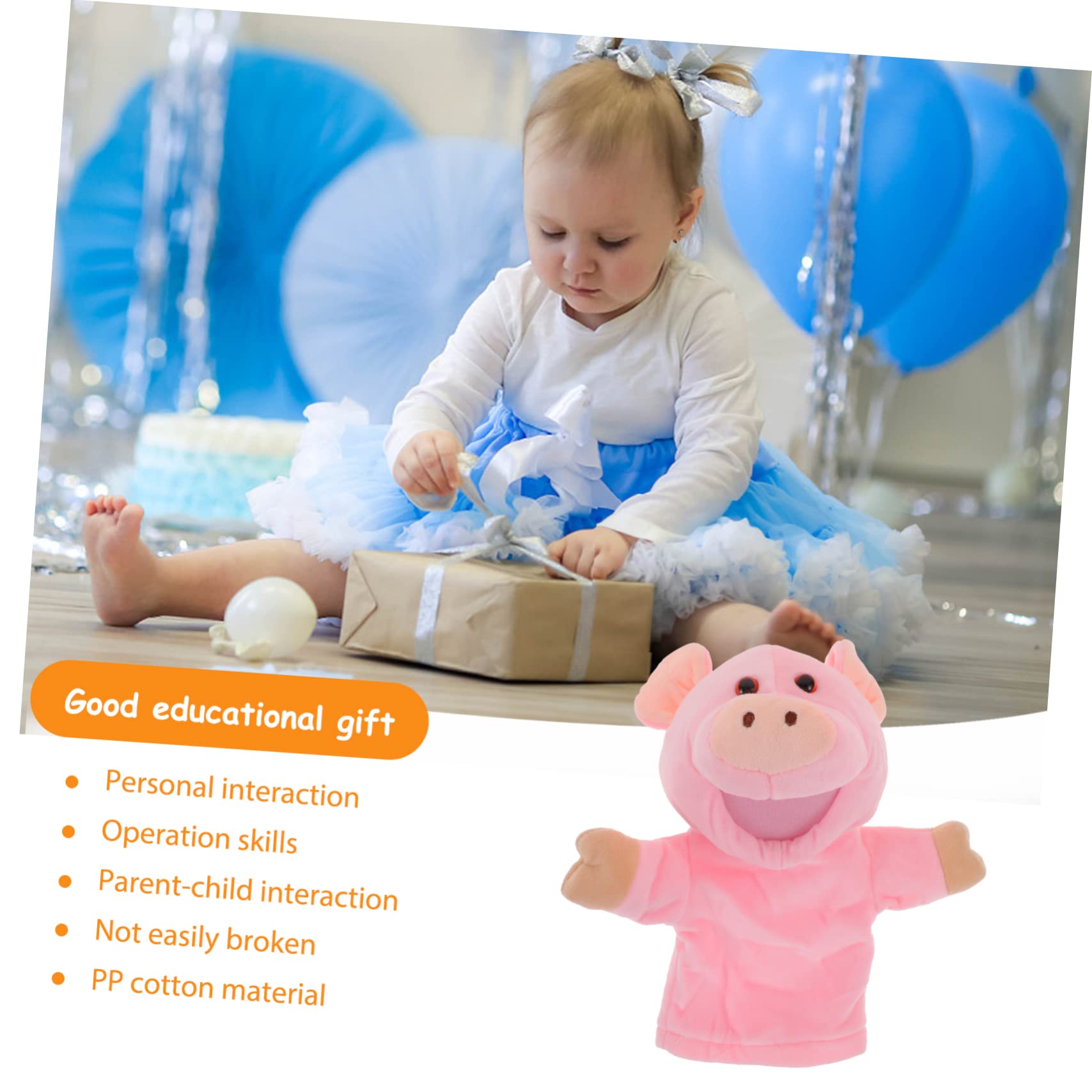 Marioneta de Mano de Cerdo de Peluche Rosa Juguete Educativo Felpa y Algodón PP Lavable para Niños Juegos de rol y Cuentos Antes de Dormir