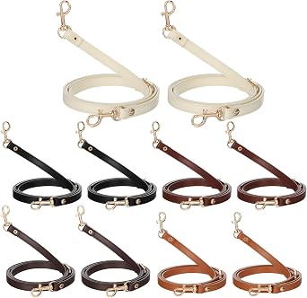 10 Pcs Adjustable Leather Purse Straps for Handbags, 5 Colors Replacement Crossbody Straps for Purses with Golden Swivel Lobster Buckles, 43-50 Inch
