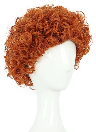 Miniatura 3 de yuehong Peluca corta de color naranja rizado anime Cosplay para Halloween fiesta pelucas de pelo (niños)