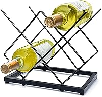 MCSAPIL Small Countertop Wine Rack - 5 Bottle Metal Holder, Modern Black for Kitchen Bar Pantry Cabinet Storage