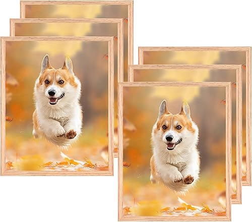 HNDFLU Juego de 6 marcos de fotos de madera de roble de 8 x 10 pulgadas, marcos de fotos de madera maciza de color de madera natural con