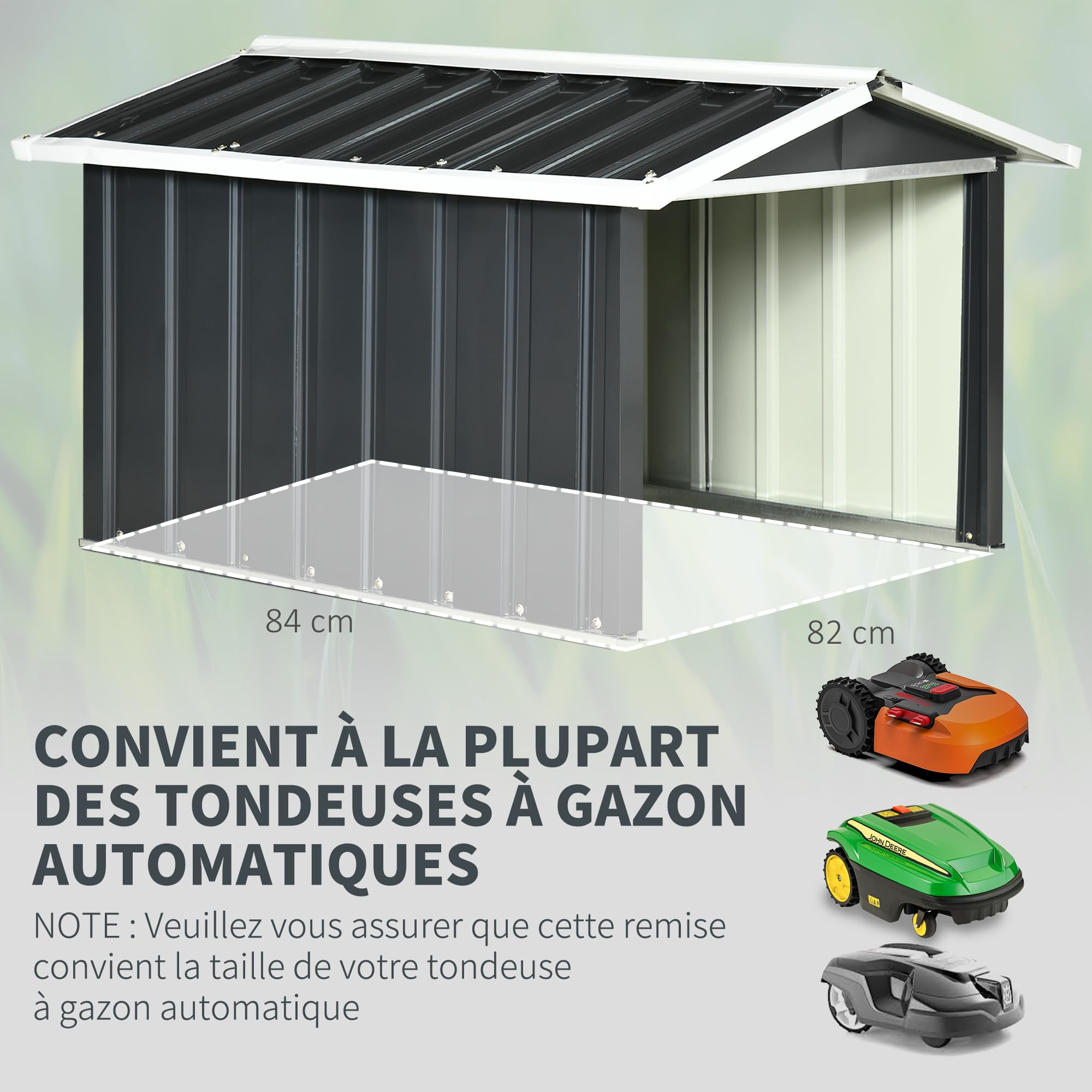 Outsunny Abri de Jardin Tondeuse Robot Tondeuse à Gazon - Garage Tondeuse Robot - tôle d'acier Grise