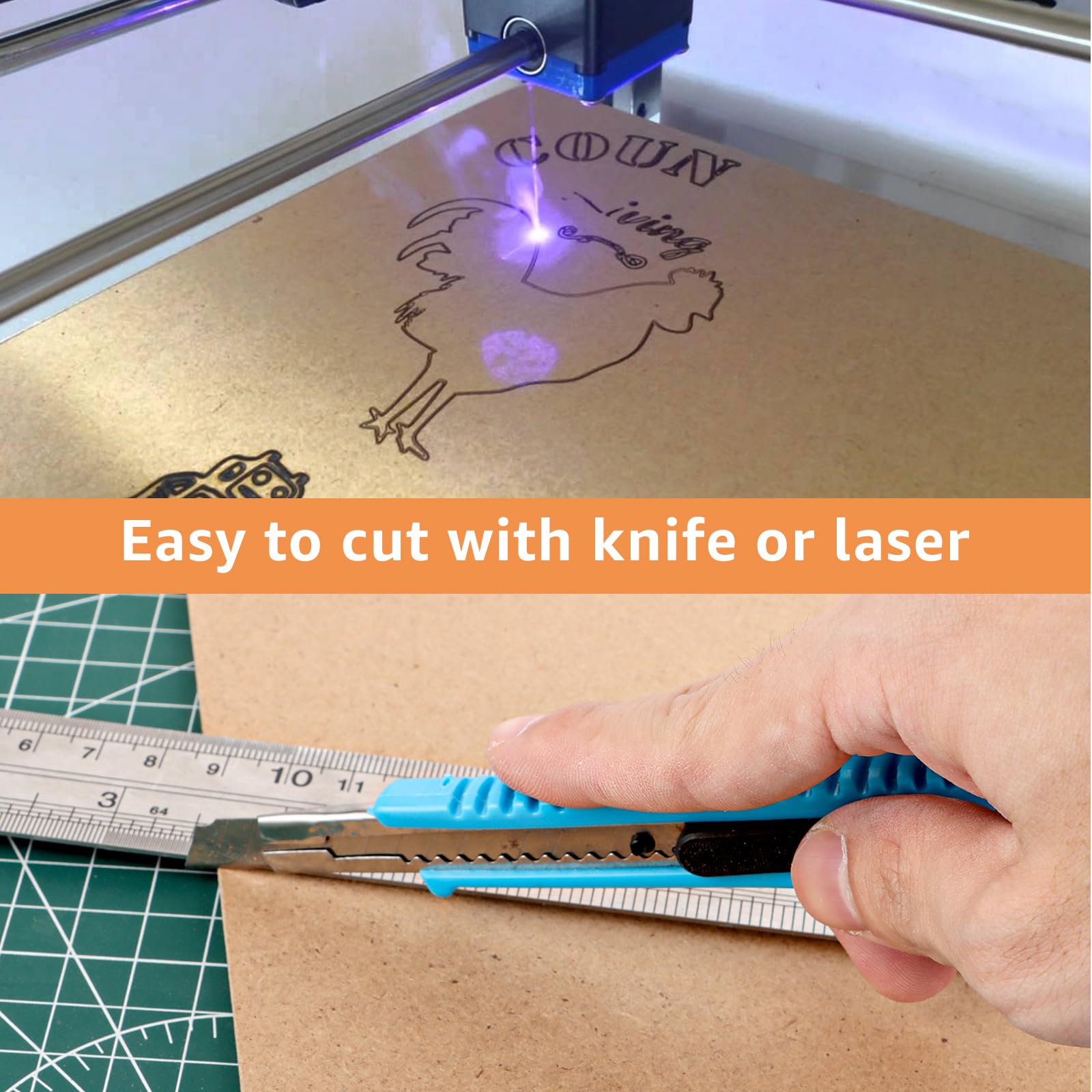 20 Fogli MDF Legno Per Fai Da Te - Ideali Per Laser, Modellismo E Progetti Creativi - Foto 3