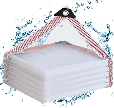 Clear Vinyl Tarp 4x6ft,10 Mil UV Resistant Waterproof Cover | 90% transparent with Grommets frost-proof vinyl tarp with grommets for patio, greenhouse and chicken coop use