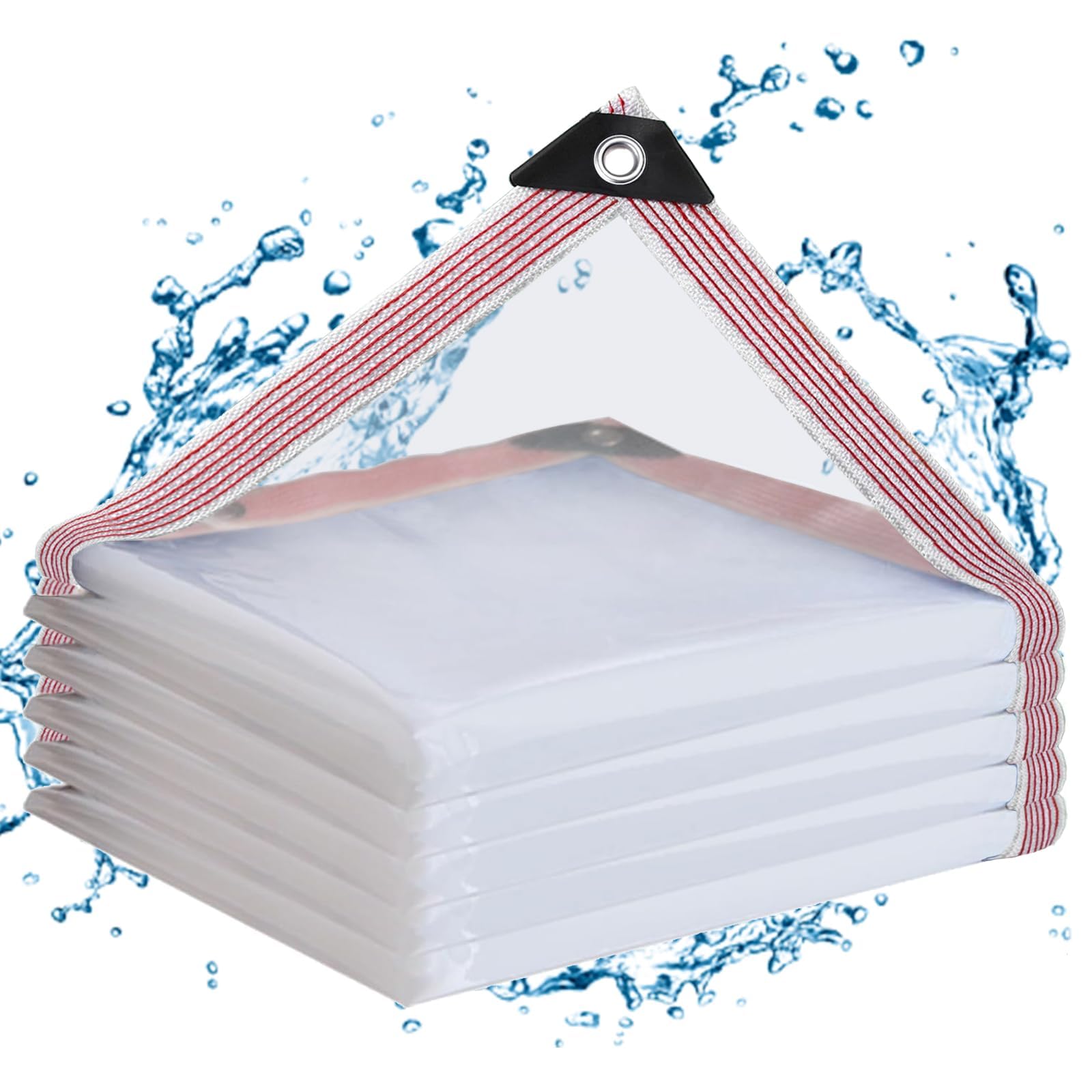 Clear Tarps Heavy Duty Waterproof 5x6FT,Clear Plastic Tarp with Grommets,Transparent PVC Vinyl Tarpaulin for Outdoor,Plant,Garden,Chicken Coop,Patio,