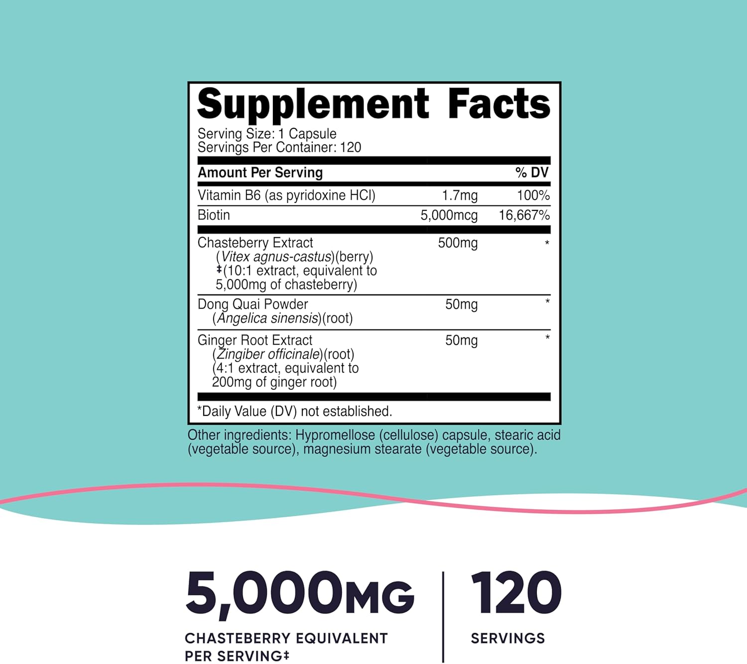 Nutricost Chasteberry Supplement for Women 5,000mg Equivalent from 500mg of 10:1 Extract Per Serving, 120 Capsules for 120 Servings - Vitex Extract with 50mg of Dong Quai & 50mg of Ginger Root, Vegan - Image 2
