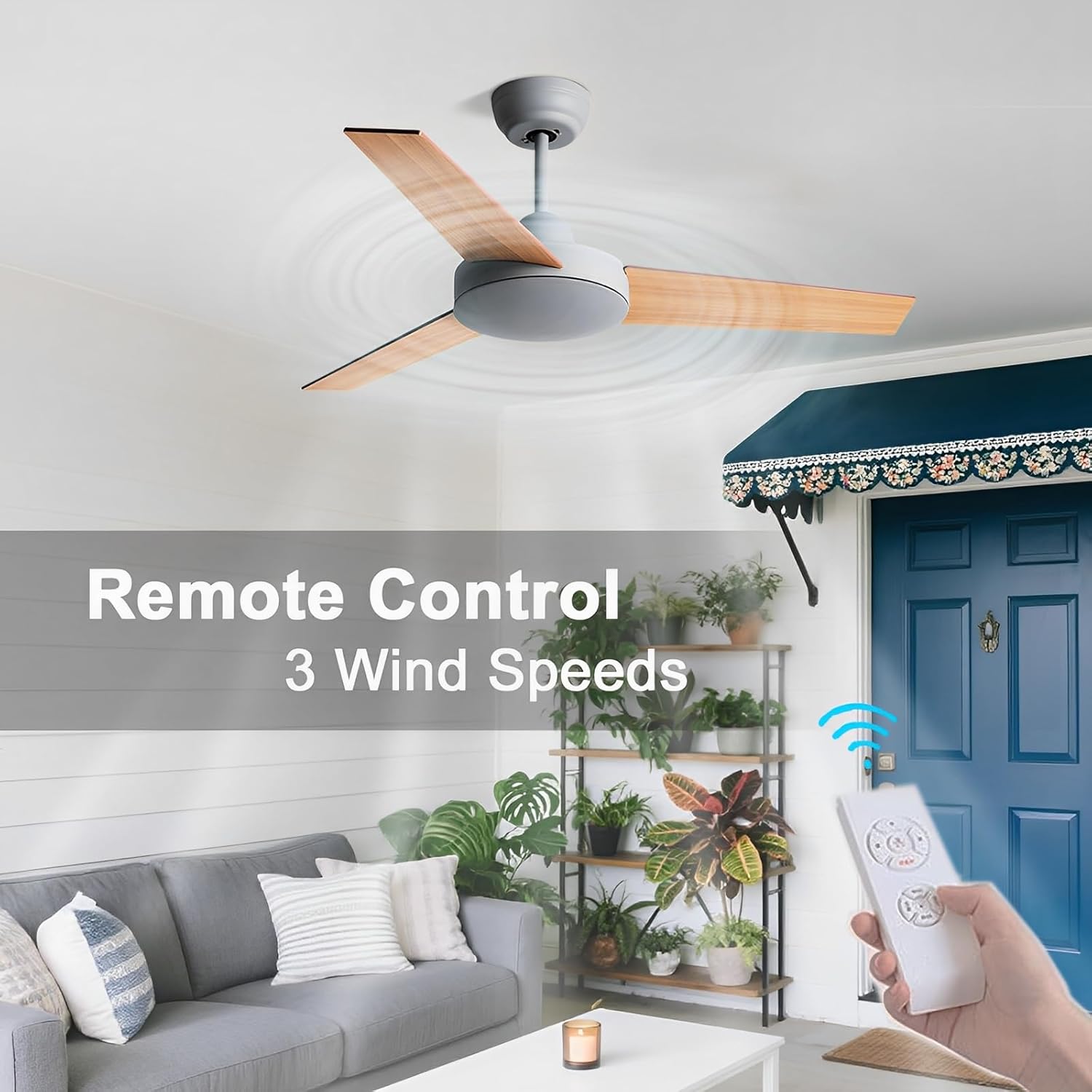 Simple Ceiling Fans With Remote Control Quiet Ceiling Fan No Light Modern Ceiling Fan Without Light 3 Speeds, AC Motor For Indoor Bedroom Living Room Restaurant Patio