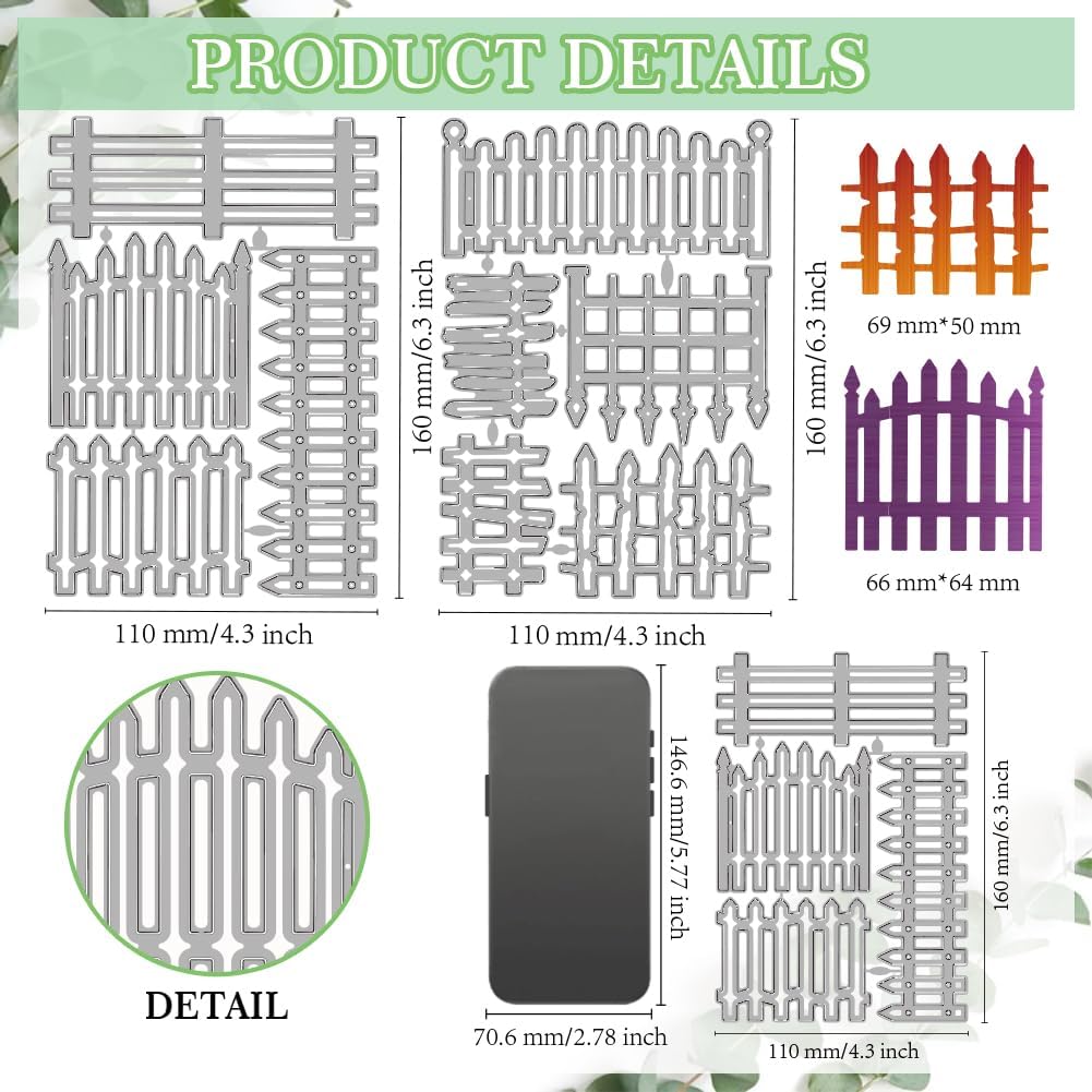MAYJOYDIY Various Fences Metal Die Cuts Wooden Fence Cutting Dies Garden Embossing Template for Card Making Retro Courtyard Carbon Steel Stencils for DIY Scrapbooking Album Handbook Gift Decoration