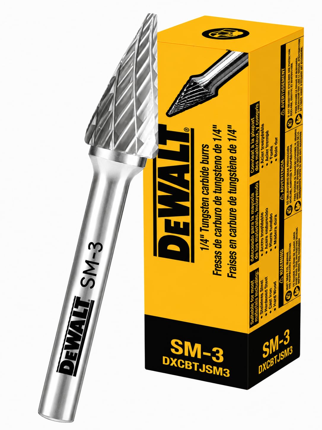 Single DEWALT Tungsten Carbide Burr Size SM-3 with 1/4" Shank for Tough Metalworking (DXCBTJSM3)
