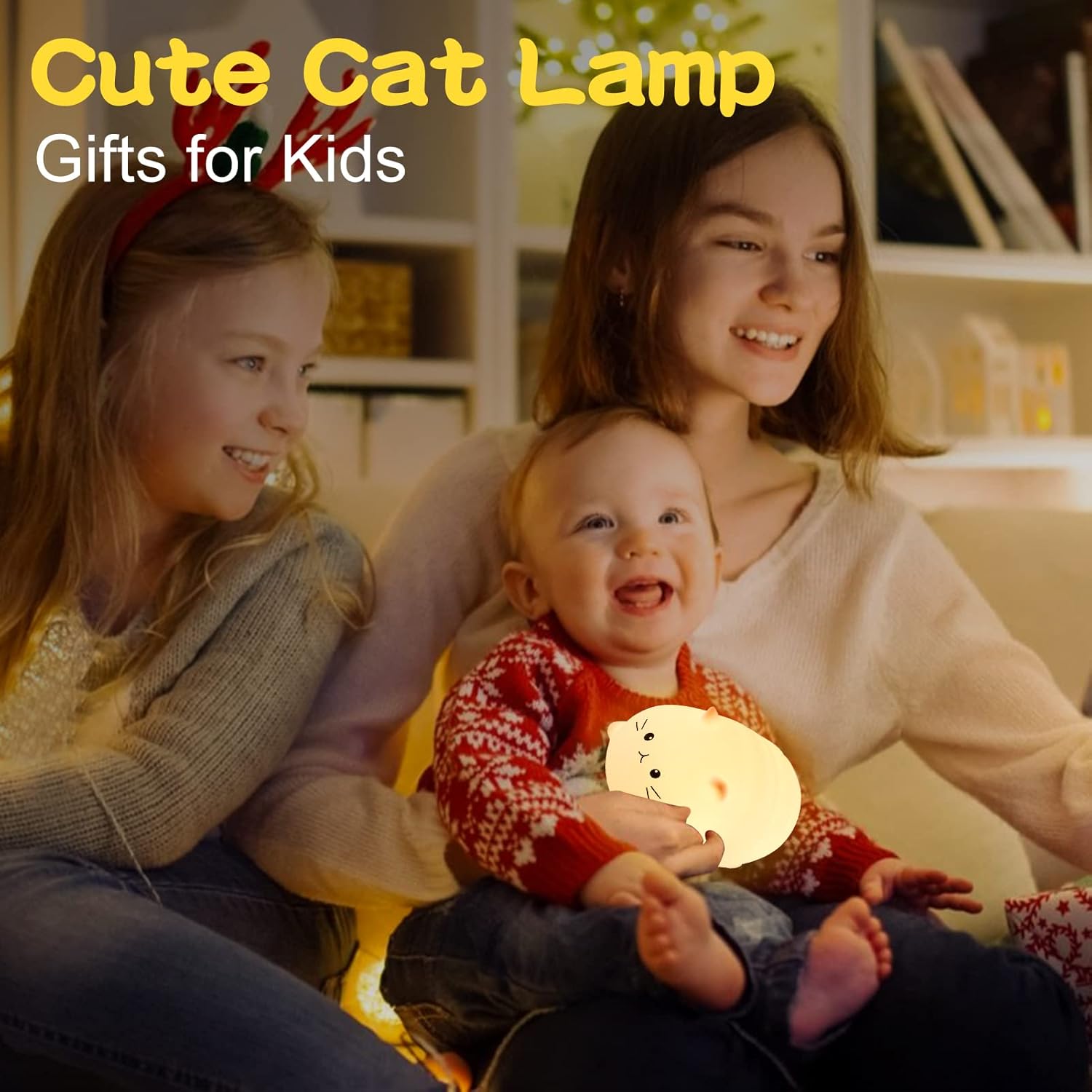 LOVERUIS Night Light for Kids Cute Cat Gifts Kids Night Light Timer Squishy Kitty Silicone Lamp for Children Colorful Decoration for Bedroom Girl