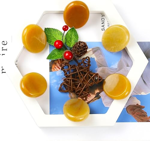 Miniatura 3 de Piedra de preocupación del pulgar para cristal de aventurina amarilla, piedras curativas de cristales de chakra, piedra ovalada de preocupación de