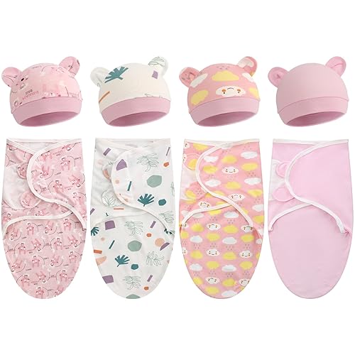 Buryeah Paquete de 4 mantas para bebé prematuro con gorro para bebés niños y niñas de 3 a 7 libras, ropa para recién nacidos, gorro para dormir, disponible en Yaxa Peru