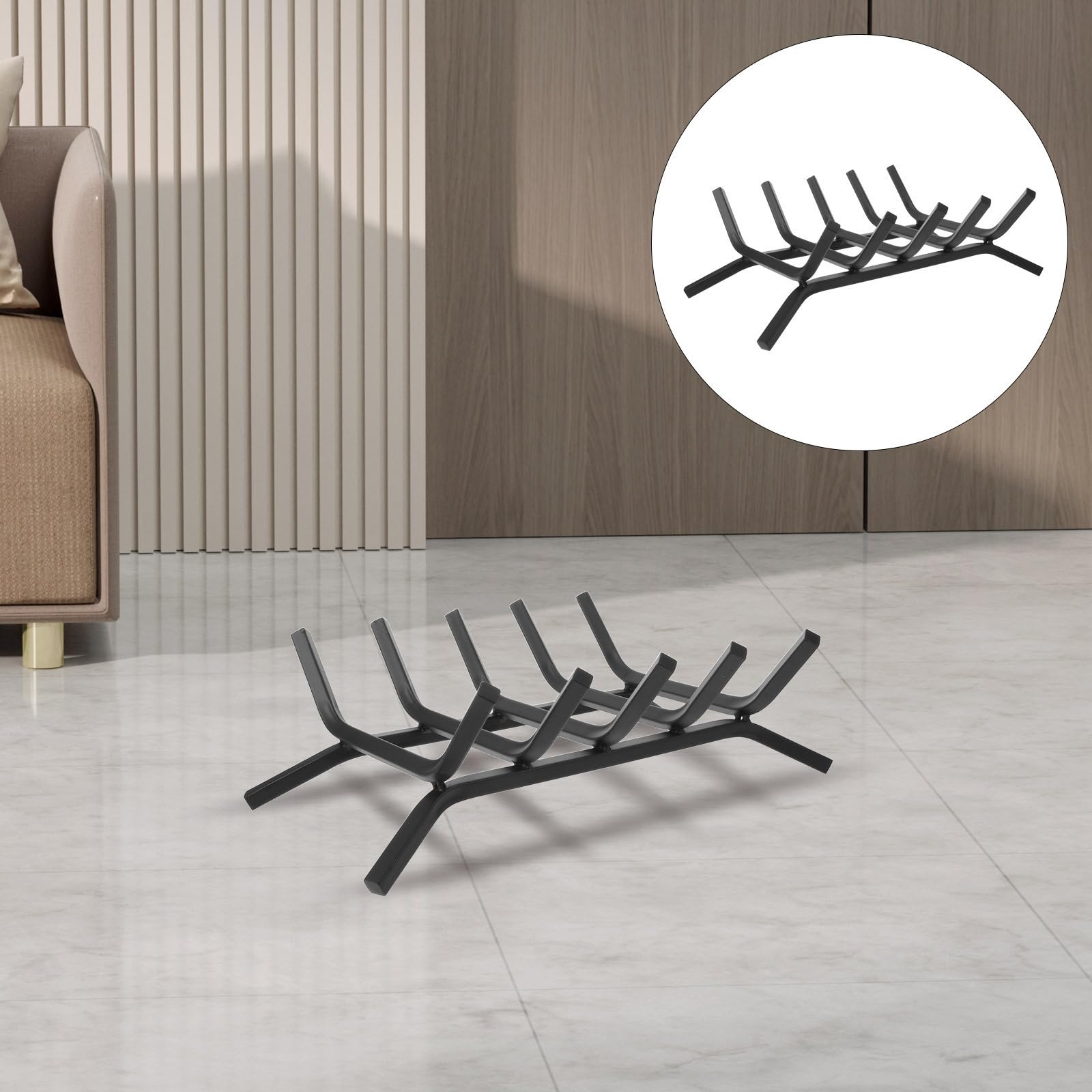 PRETYZOOM Soporte Metálico para Leña Resistente y Compacto, Adecuado para Almacenamiento de Madera en Interiores y Exteriores, para Chimenea y Camping