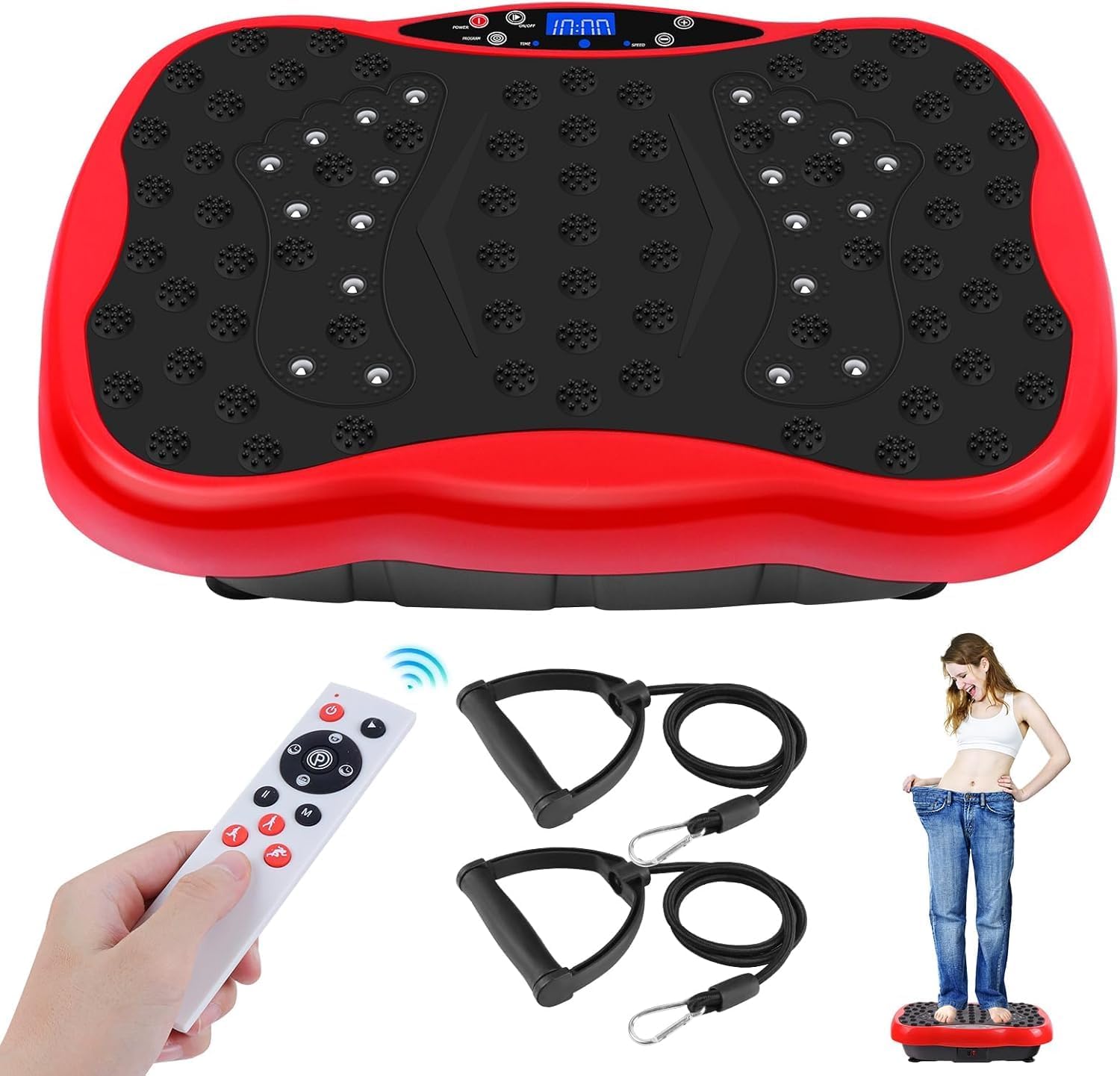 Vibration Plate Fitness Platform Exercise Machine Vibrating Lymphatic Drainage Shaking Full Body Shaker Workout Vibrate Board Sport Gym for Weight Loss Fat Burner for Women Men with Bluetooth Music-image-18