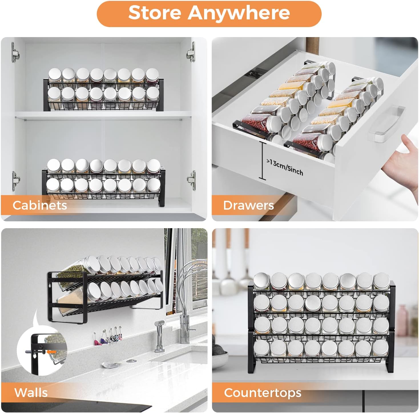 Organizador De Especias Para Pared, Organizador Colgante Adhesivo Estante De Almacenamiento De Espacio Estrecho Cero Instalacion Para Refrigerador