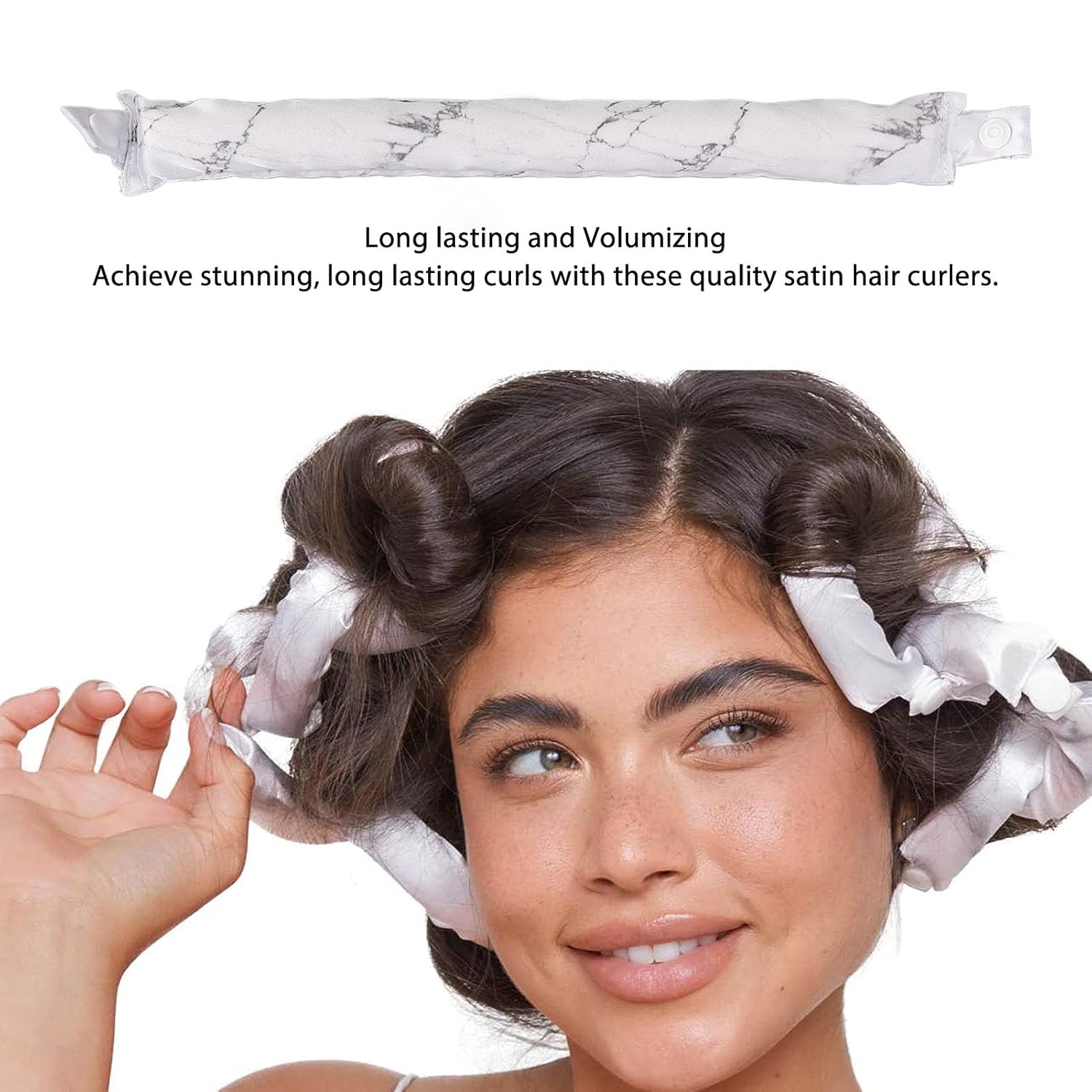 Sonew 6 Rods Heatless Curling Headband Set, Soft Snap Button Silk Satin Heatless Curling Rod for Sleep in Overnight Hair Styling Tool for Women Girls