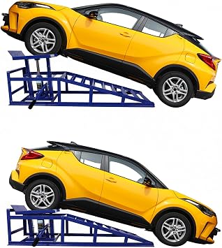 Rovibek 2 Pack Hydraulic Car Ramps 5t 11000lbs, Car Lift Service Ramps, Heavy Duty Steel Cars Lift Ramp Height 11.6"-16.5", Auto Ramp for Changing Oil for Maintenance, Blue