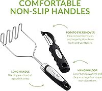 Vista 3 de Spring Chef Juego de triturador de papas y pelador giratorio, tazas y cucharas medidoras de acero inoxidable y negro, juego de 15-2 productos