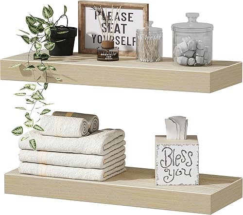 Vista 35 de QEEIG Estantes flotantes para pared de 23.6 pulgadas de largo, estante montado en la pared, baño, cocina, sala de estar, dormitorio, granja, B.