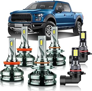 Fits for 2015-2023 Ford F150 High Low Beam Bulbs Fog Lights Combo, 6000K White