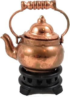 Dolls House Old Fashioned Copper Kettle on Stand 1:12 Kitchen Accessory