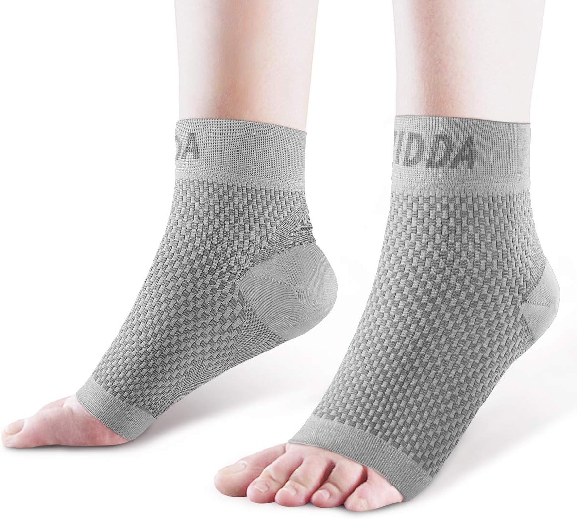 Plantar Fasciitis Socks with Heels Arch Supports, Compression Sleeves Ideal for Arthritis Pain Relief and Suitable for Sports, Ankle Supports for Men and Women Grey-1-XL