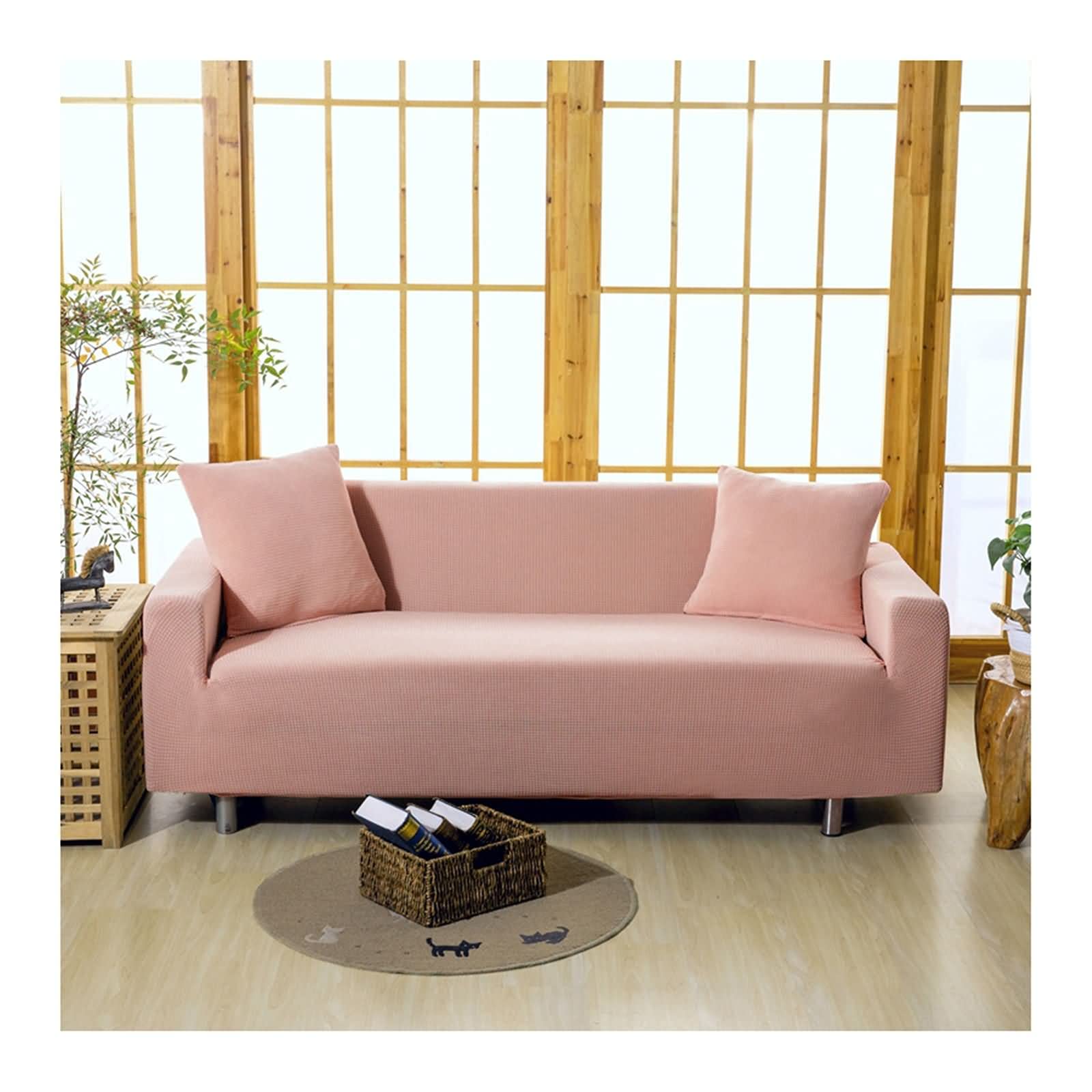 Housse canapé 3 places rose unie rénovation canapé usé dimensions 190-230cm