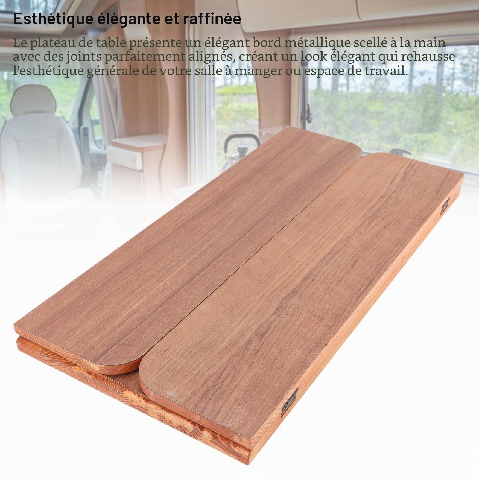 Haofy Plateau de Table Pliant Bois Massif 20mm pour Bateau | 20mm bois massif surface lavable anti-humidité pliage compact pour camping-car yacht ponton repas travail