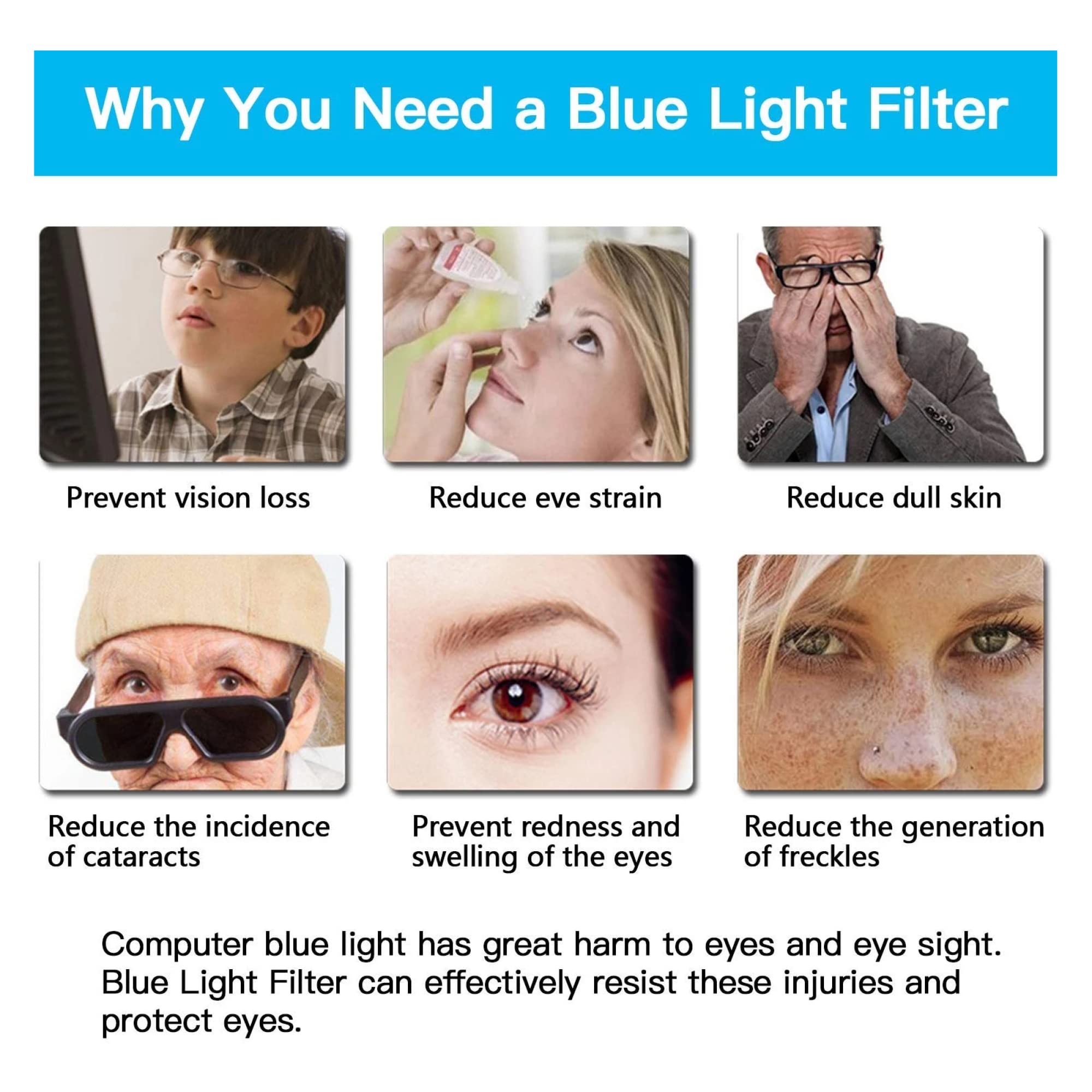 Película de televisión contra la luz azul para 32-43 pulgadas, Filtro protector de pantalla antideslumbrante Película mate anti-UV para televisores LCD, LED, 4K OLED y QLED HD / 32in 698x392mm