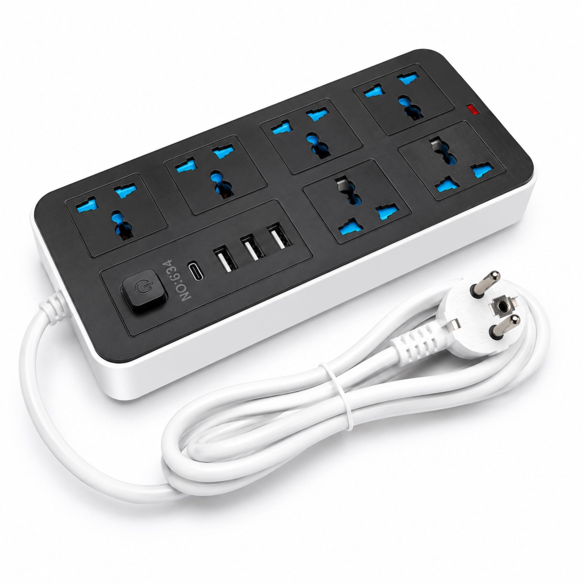 6 Socket Universal Extension Board with 3 USB Ports & PD Type-C Fast Charging | 1.8M Heavy Duty Power Strip with Switch | Multi Plug Extension for Home, Office, TV, Computer & Mobile-image-25
