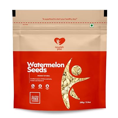 NOURISH YOU Raw Watermelon Seeds For Eating-100g| Magaj Seeds Pack Tarbuj Beej Rich In Protein Potassium Magnesium&Iron|