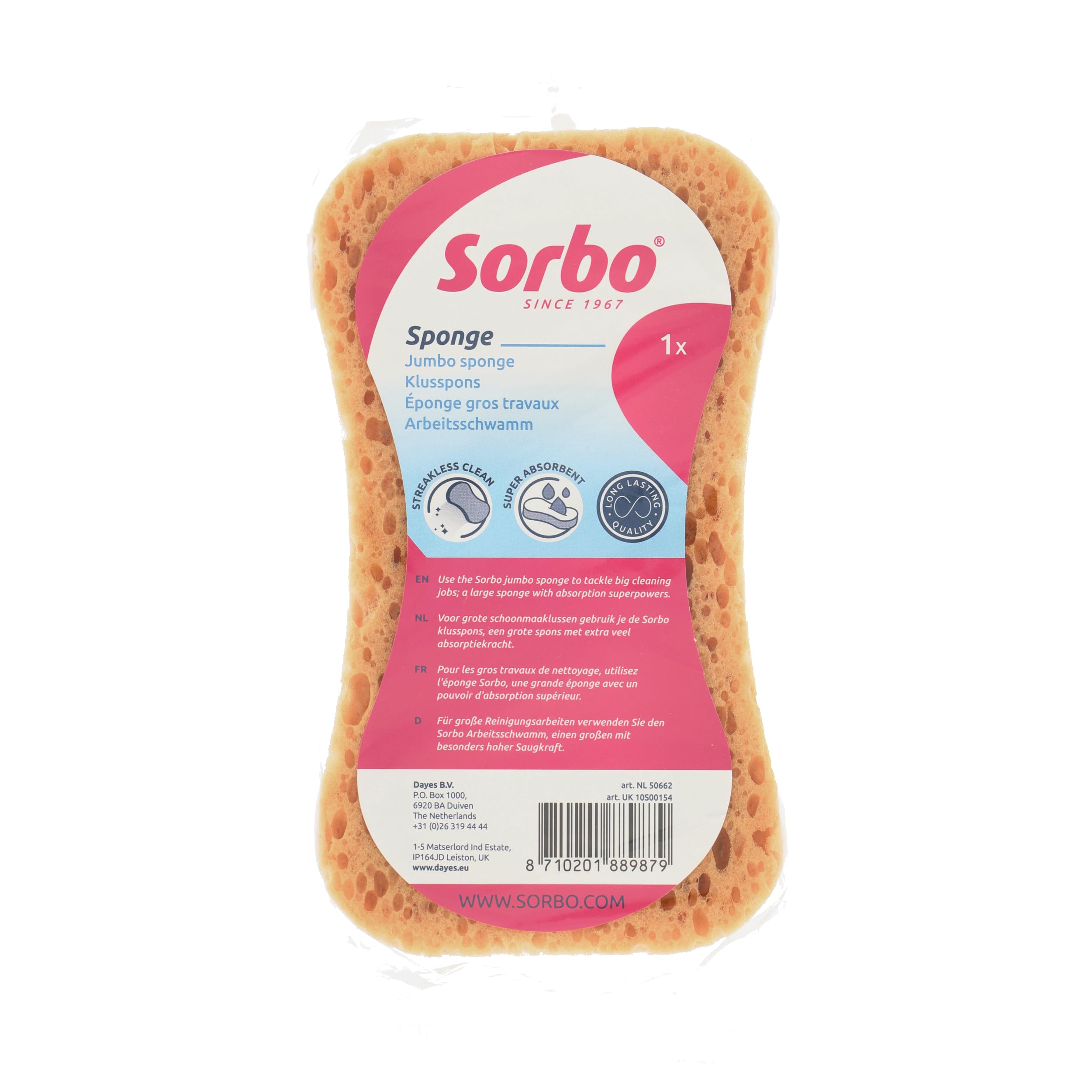 Sorbo Extra Large, Multi-Purpose Sponge, Extra Strong, Super Absorbent, XL 17 cm x 11.5 cm x 5 cm