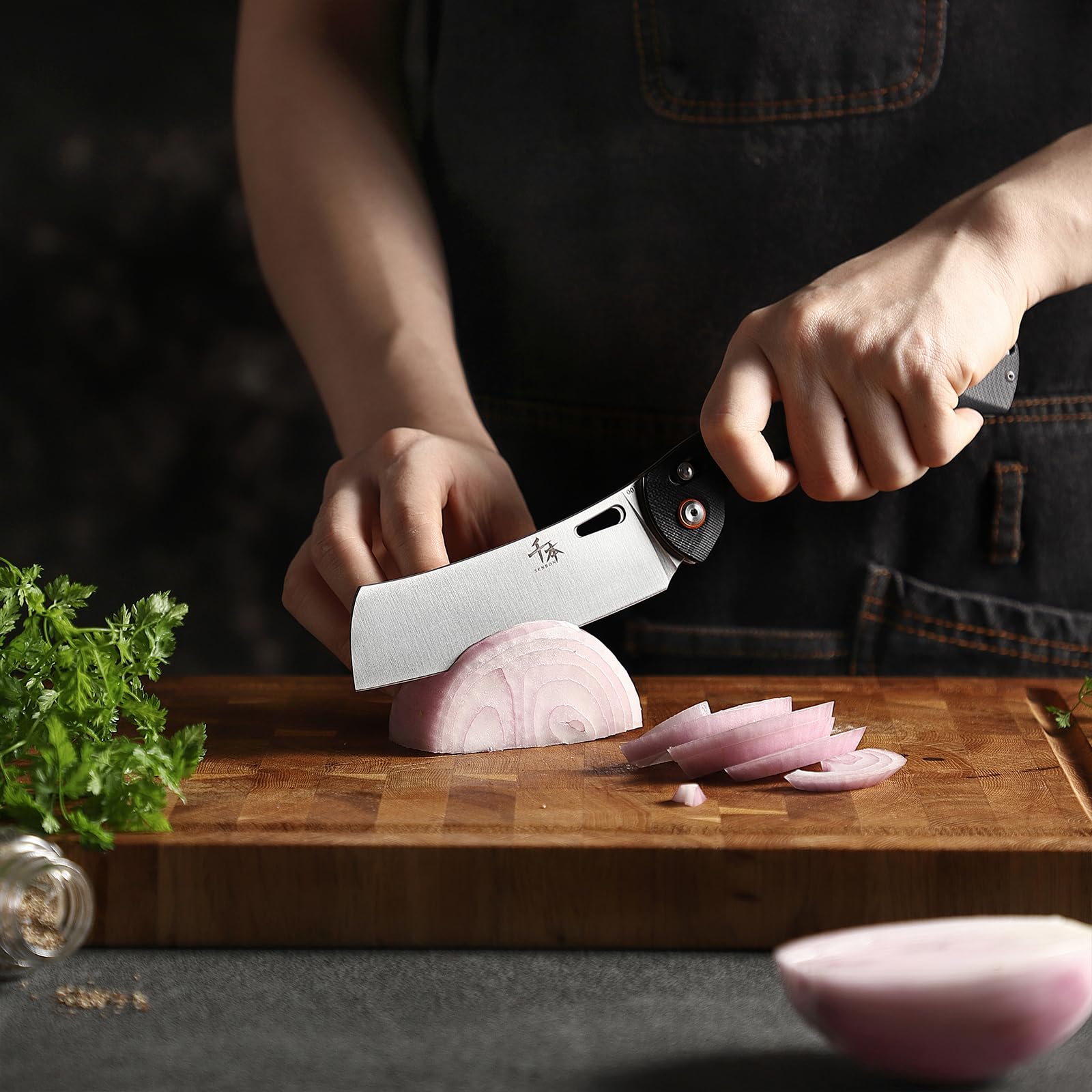 SENBON 440 Sharp Falten Chef Messer G10 Griff Küchenmesser Camping Outdoor Back Clip Tragbares Obst Messer