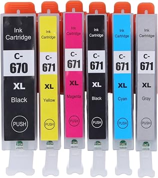 TANIQIACA Output Cartridge Combo Pack 5-Colors and 6-Colors Replacement For PIXMA MG,TSBK/BK/C/M/Y/GY