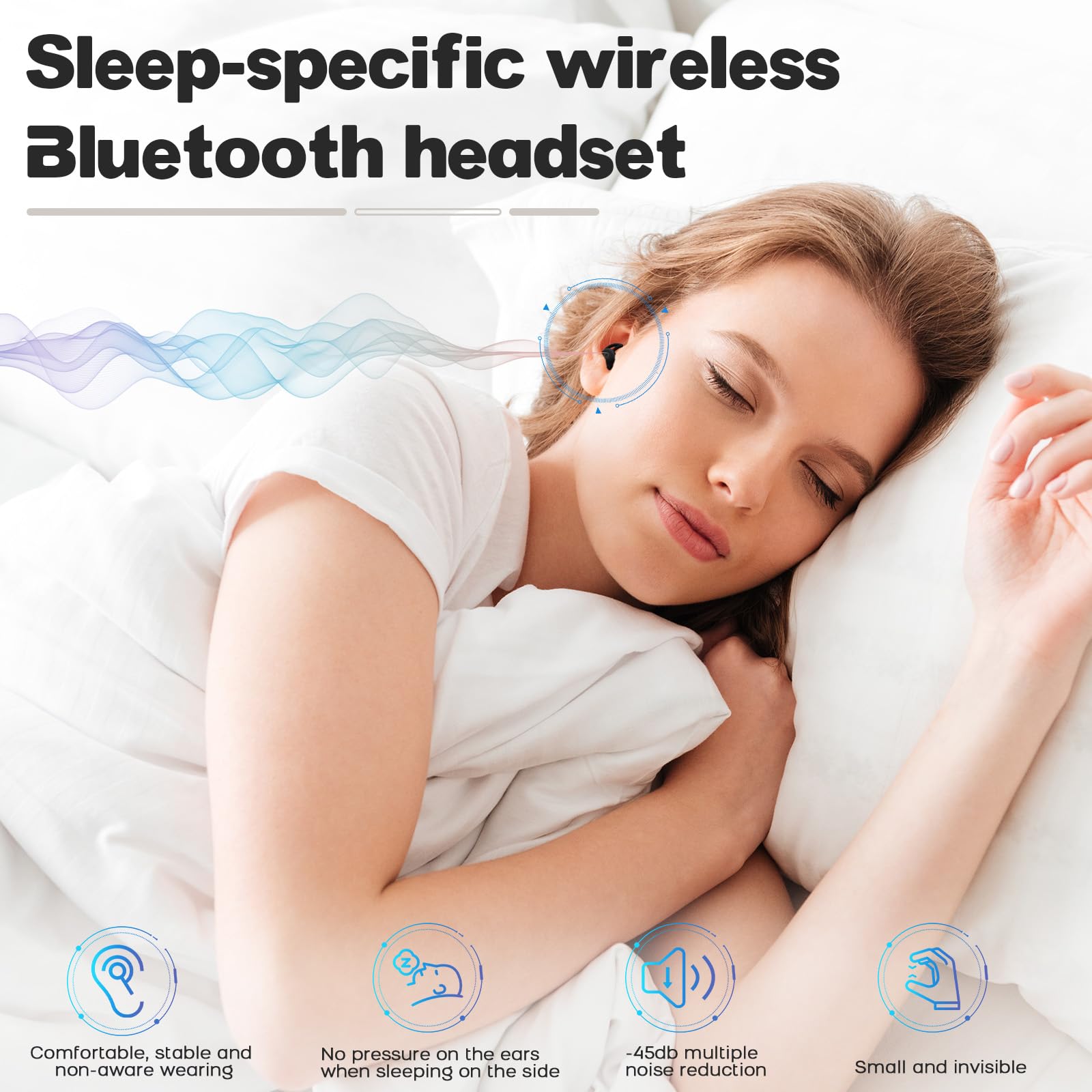 Auriculares antirronquidos para Dormir de Lado, ultracómodos y sin Ruidos | Roadtime Novonell Snooze Pods Pro - dormir con AAC, Mini Bluetooth Sleepbuds con batería de 24 horas, ultraligeros y planos