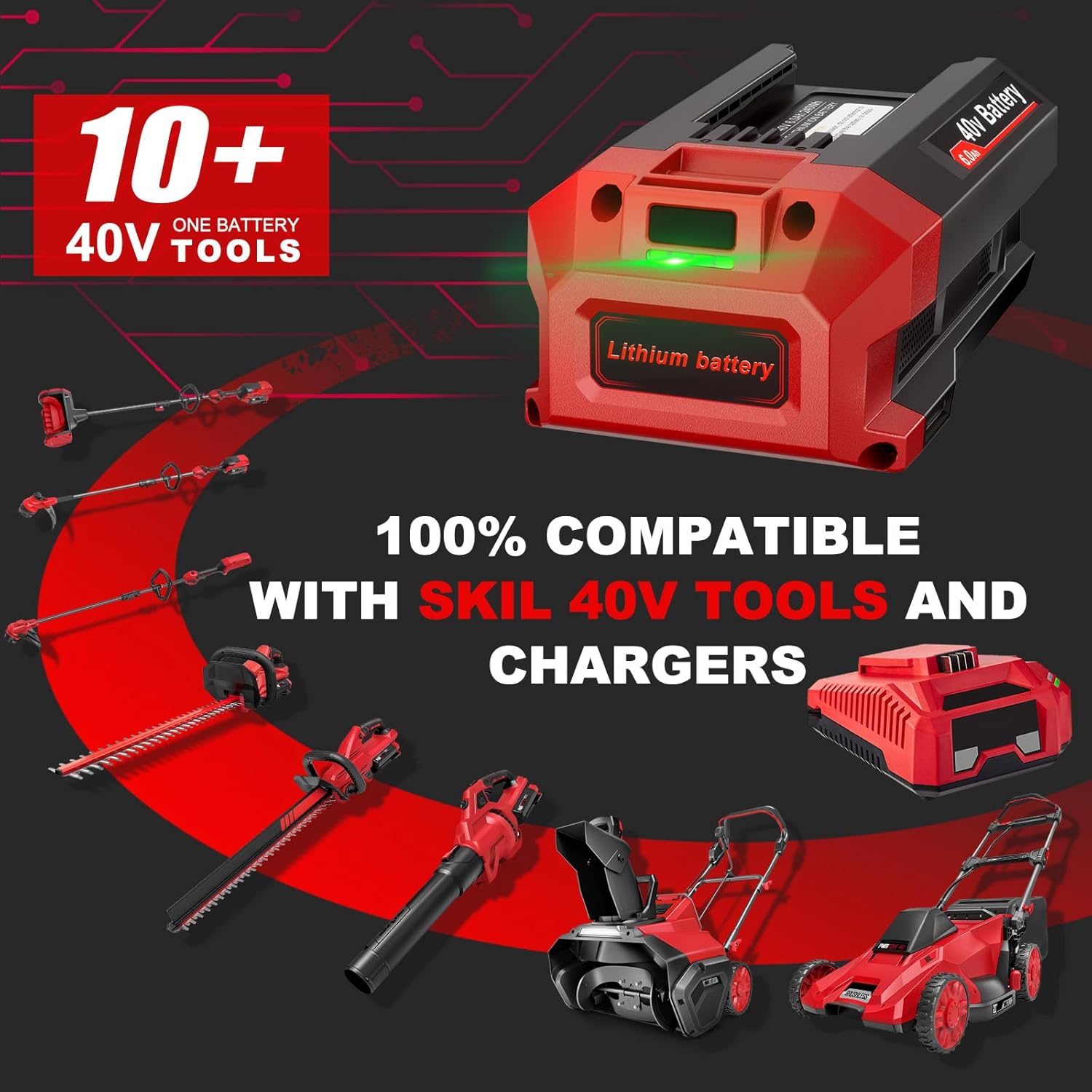 Replacement for Skil 40V Battery PWRCore Lithium Battery 6.0Ah BY8705-00, Compatible with PWRCore 40 Volt Cordless Power Tools and Chargers, for Skil Battery - Image 3