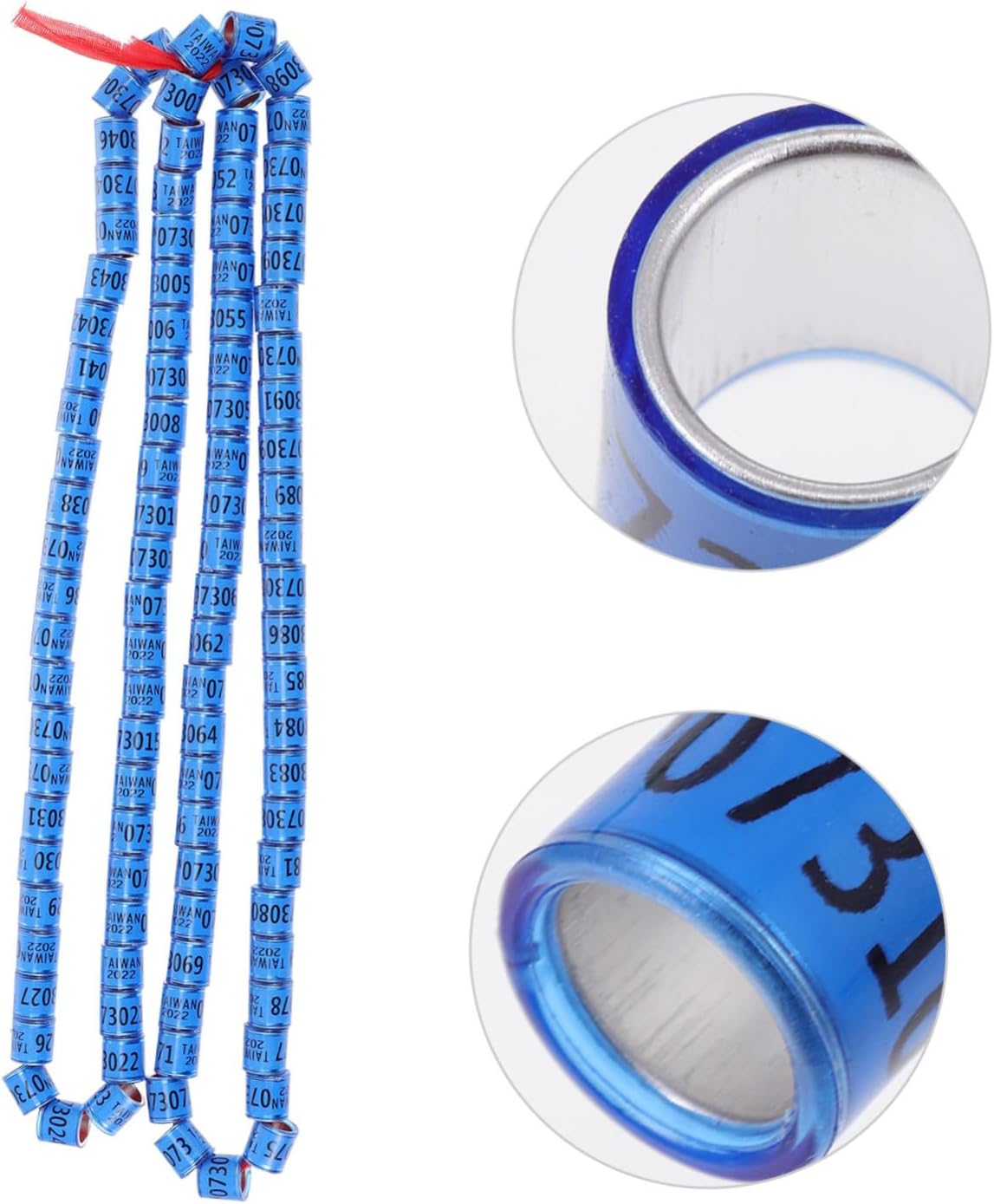 100pcs Reusable Numbered Bird Leg Rings for Pigeons, Parrots, and Chickens - Durable Foot Bands for Easy Identification(Blu)
