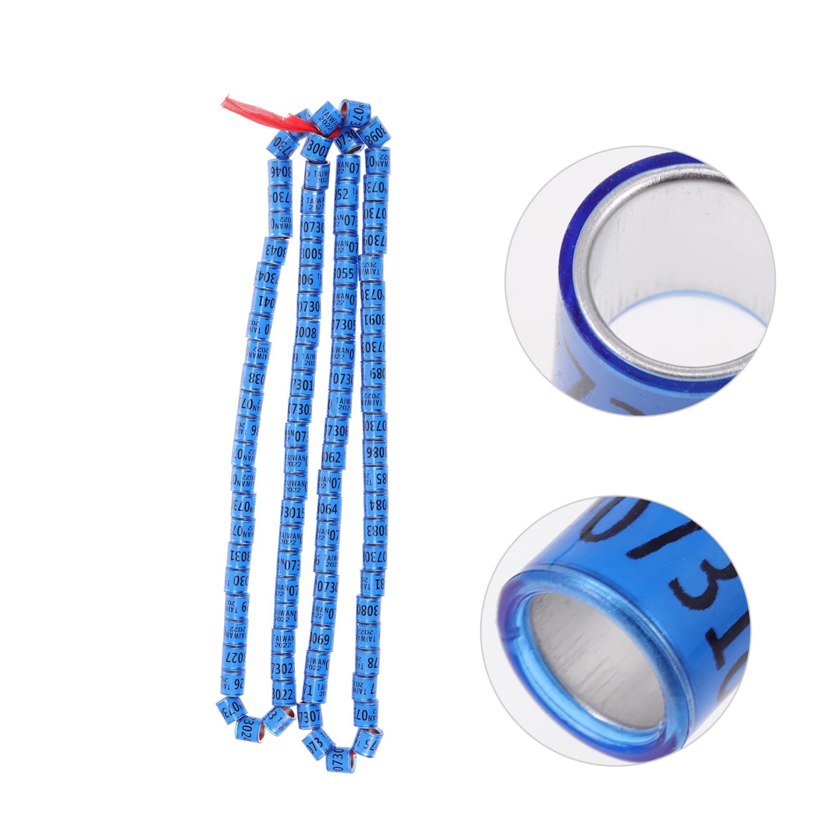 obrączki na nogi gołębi, 100 szt. Aluminiowe opaski na stopy wielokrotnego użytku dla gołębi, papug, kurczaków, wielokolorowe(Blu)