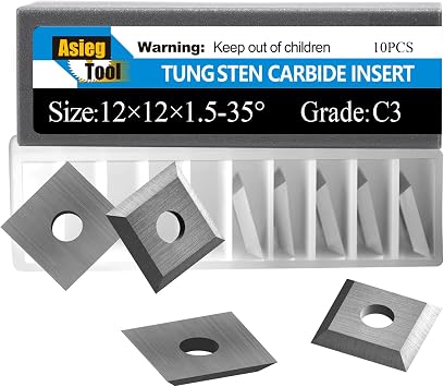 12mm Square Tungsten Carbide Replacement Cutters Inserts 12x12x1.5mm Replacement for Woodworking Fits Spiral Helical Planer Cutter Head 10pcs