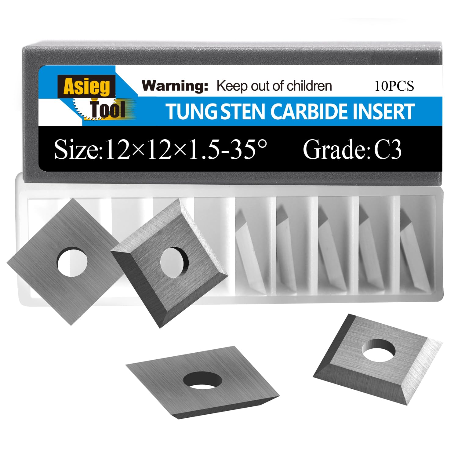 10 Inserts Carrés Carbure De Tungstène 11x11 Mm Avec Vis - Pour Tour à Bois Et Raboteuse - 4 Arêtes De Coupe, Angle 30°