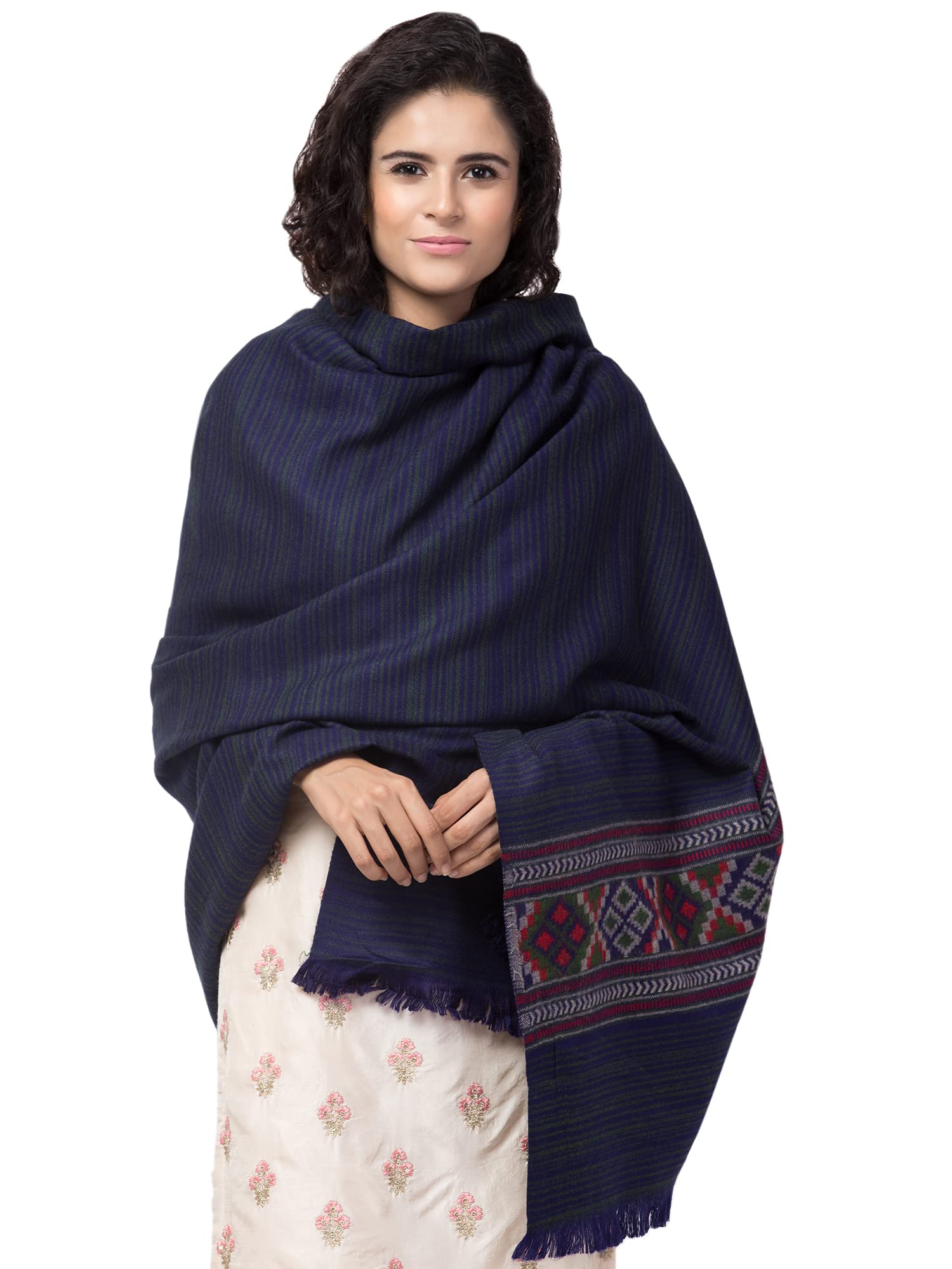 tweedle Kullu Design Shawl/Stole for Women winters, Traditional Woolen Wrap for Ladies/Girls (Size – 40 x 80 inch)