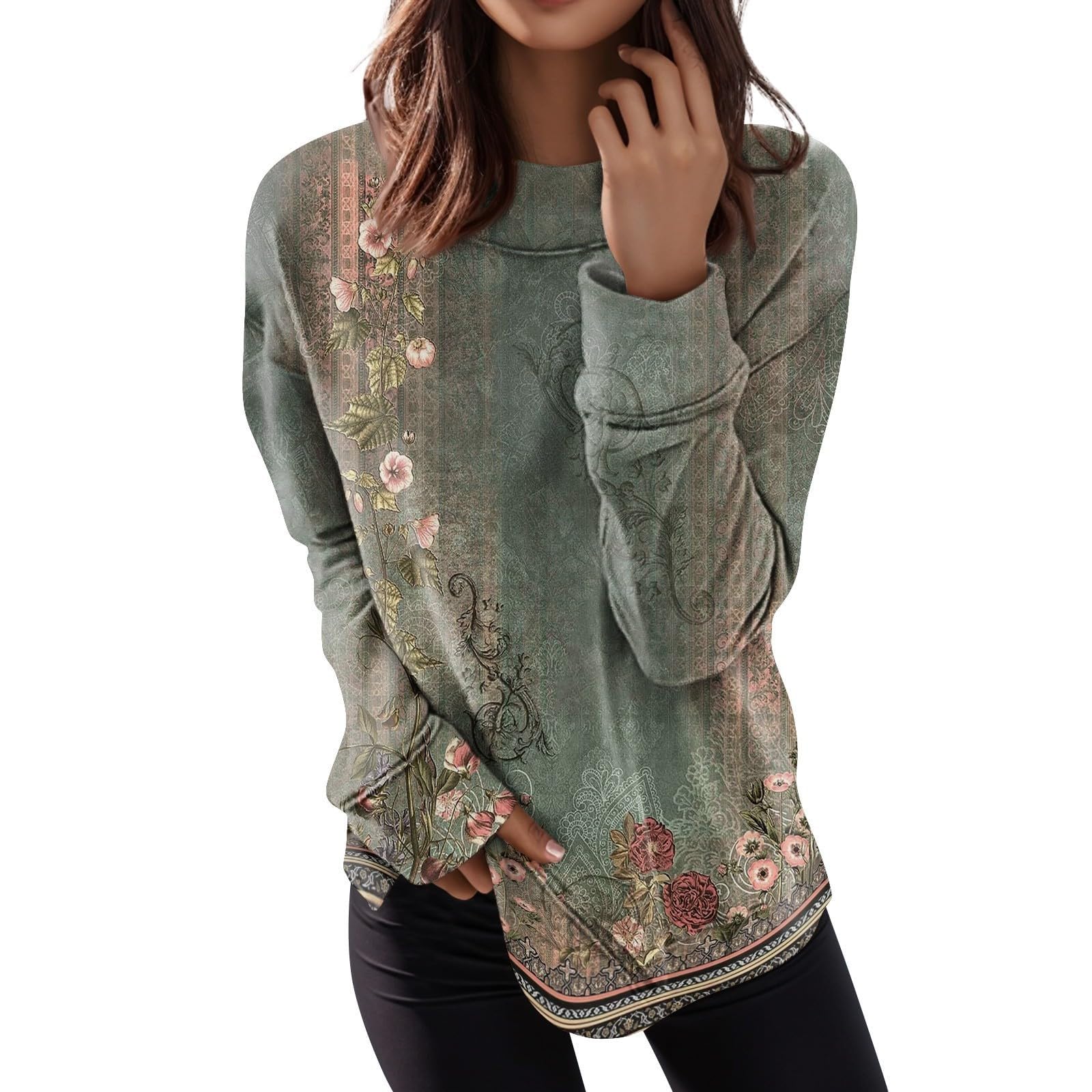 Womens Sweatshirt Crew Neck Star Graphic Pullover Tops 2024 Fall Casual Long sleeve Oversized Sweatshirt