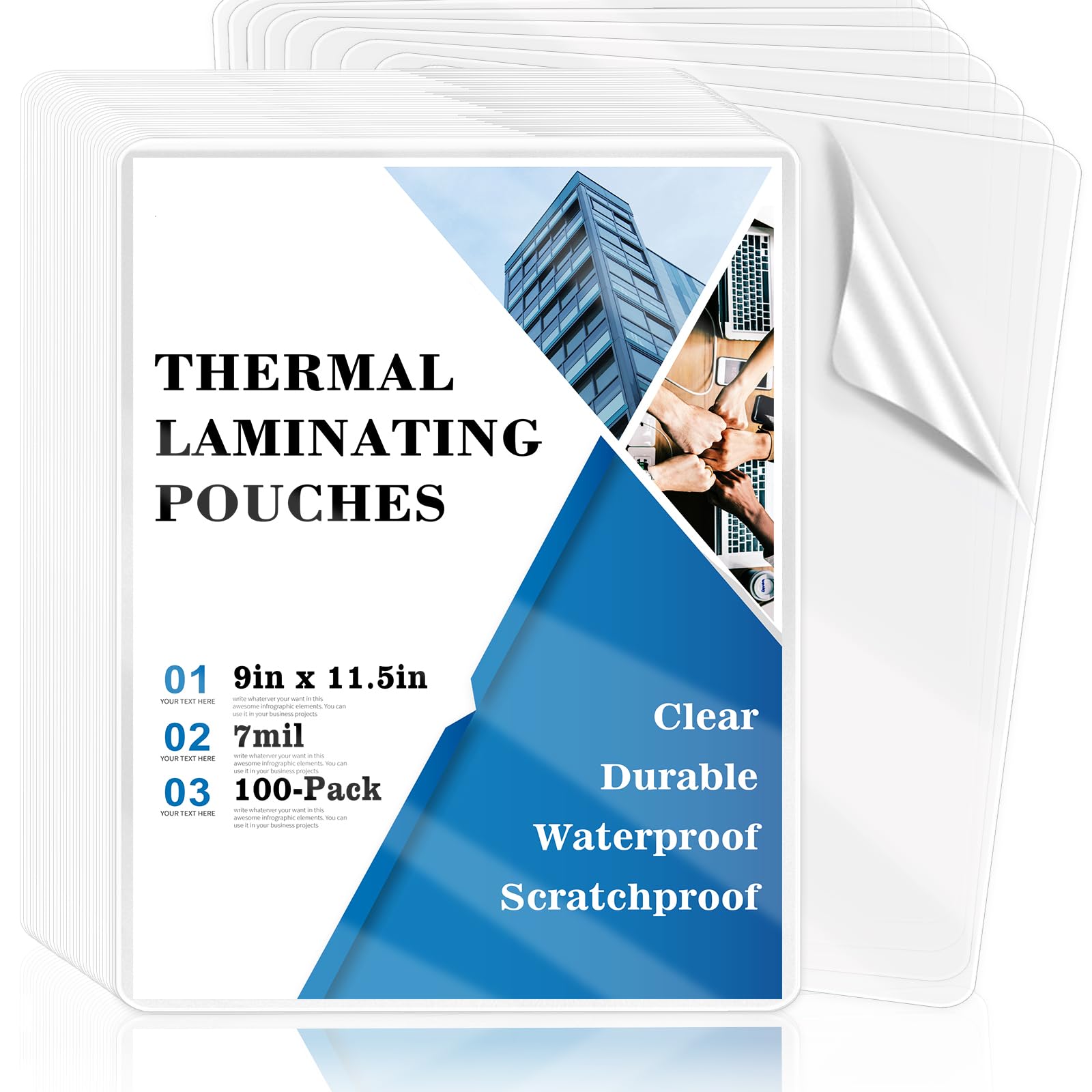 100 Pack 8.5x11inch 7mil Letter Size Laminating Sheets Thermal Laminating Pouches Paper Laminator Sheets File Card Laminator Pouches 8.5x11inch for Permits Cards File Photos